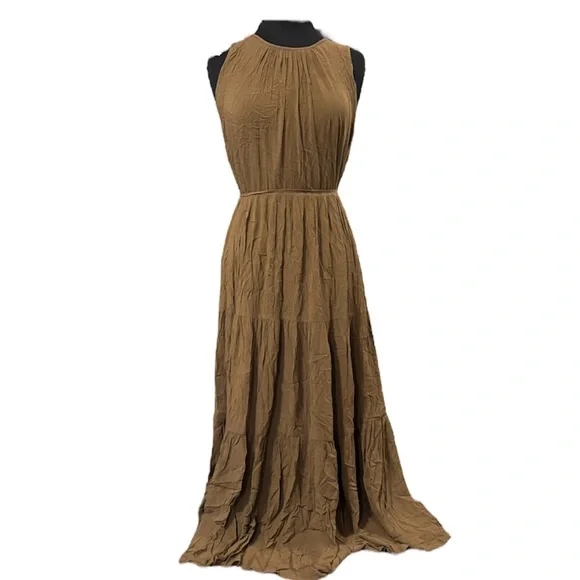 banana republic brown maxi dress Banana Republic size Small Brown Sleeveless Tie Waist Long Maxi Dress